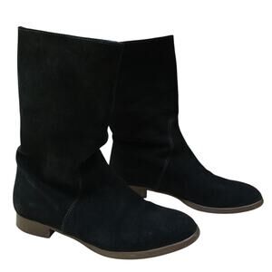 J Crew Slouchy Flat Black Suede Ankle Boots 6.5 Classic